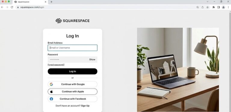 squarespace login page